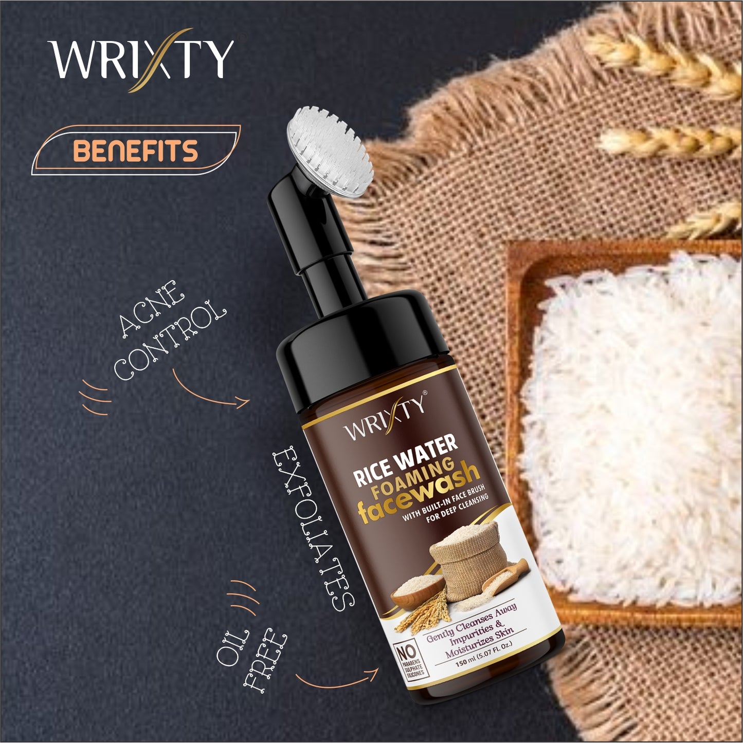 Rice Daily Brightening Cleansing Foam for Removes Impurities & Cleanses Face Wash