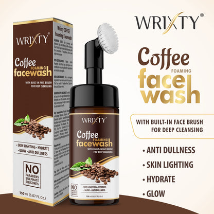 Coffee Foaming Face Wash with Built-In Face Brush For Deep Cleansing | Hydrate Skin | healthy Skin, Acne and Oil Face Wash | For Men & Women