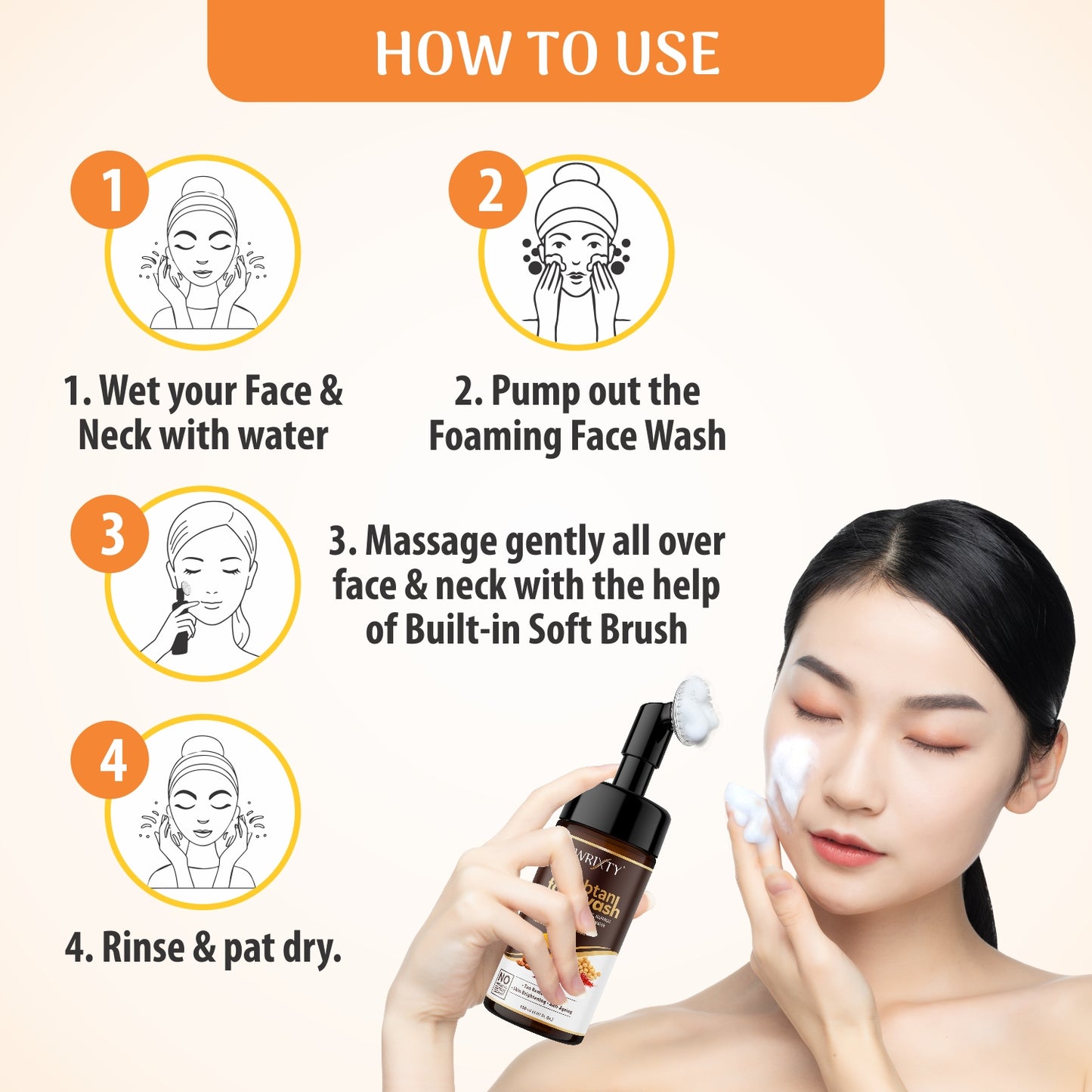 Ubtan Foaming Face Wash | Built in Brush for Deep Cleansing | Turmeric & Saffron | All Skin Types | Bright, Clear Skin | Paraben & Sulphates Free| Face Wash for Women & Men