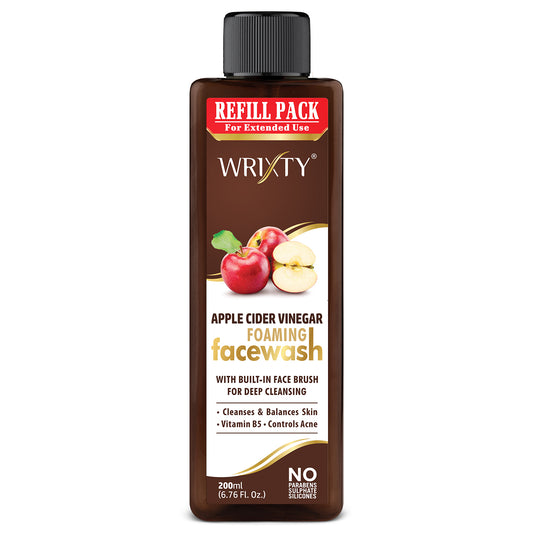 Wrixty Organic Apple Cider Vinegar For Oil Control, Balances Skin ph - No Parabens, Sulphate, Silicones,, ACV Foaming with Brush for Deep Cleansing . Face Wash (150 ml)