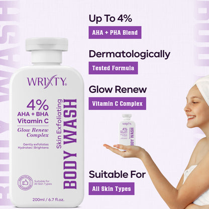 AHA BHA skin Exfoliating BodyWash Back & Body Acne De-Tan | Dry,Rough,Bumpy Skin