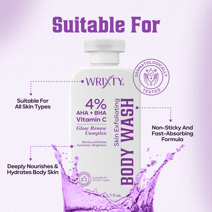 AHA BHA skin Exfoliating BodyWash Back & Body Acne De-Tan | Dry,Rough,Bumpy Skin