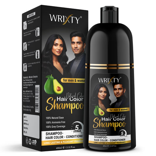 Natural Balck Hair Color Shampoo | NO PPD, Ammonia & Paraben Free | Colours Hair in 10 Minutes | Herbal Extracts | Long Lasting | 400 ml Pump Pack | For Men & Women