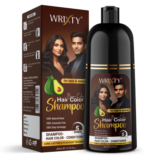 Brown Hair Color Shampoo | NO PPD, Ammonia & Paraben Free | Colours Hair in 10 Minutes | Herbal Extracts | Long Lasting | 400 ml Pump Pack | For Men & Women