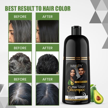 Natural Balck Hair Color Shampoo | NO PPD, Ammonia & Paraben Free | Colours Hair in 10 Minutes | Herbal Extracts | Long Lasting | 400 ml Pump Pack | For Men & Women